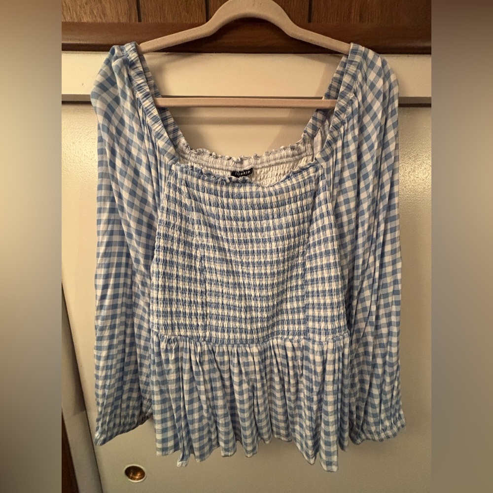 Blue and White Gingham Blouse